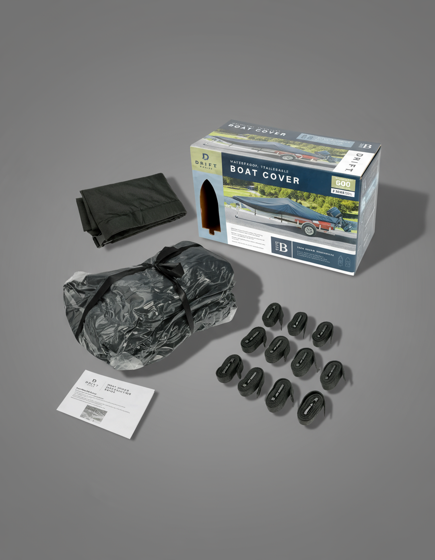 600D Trailerable Boat Cover (Style B: 17'-19', 96" Beam)