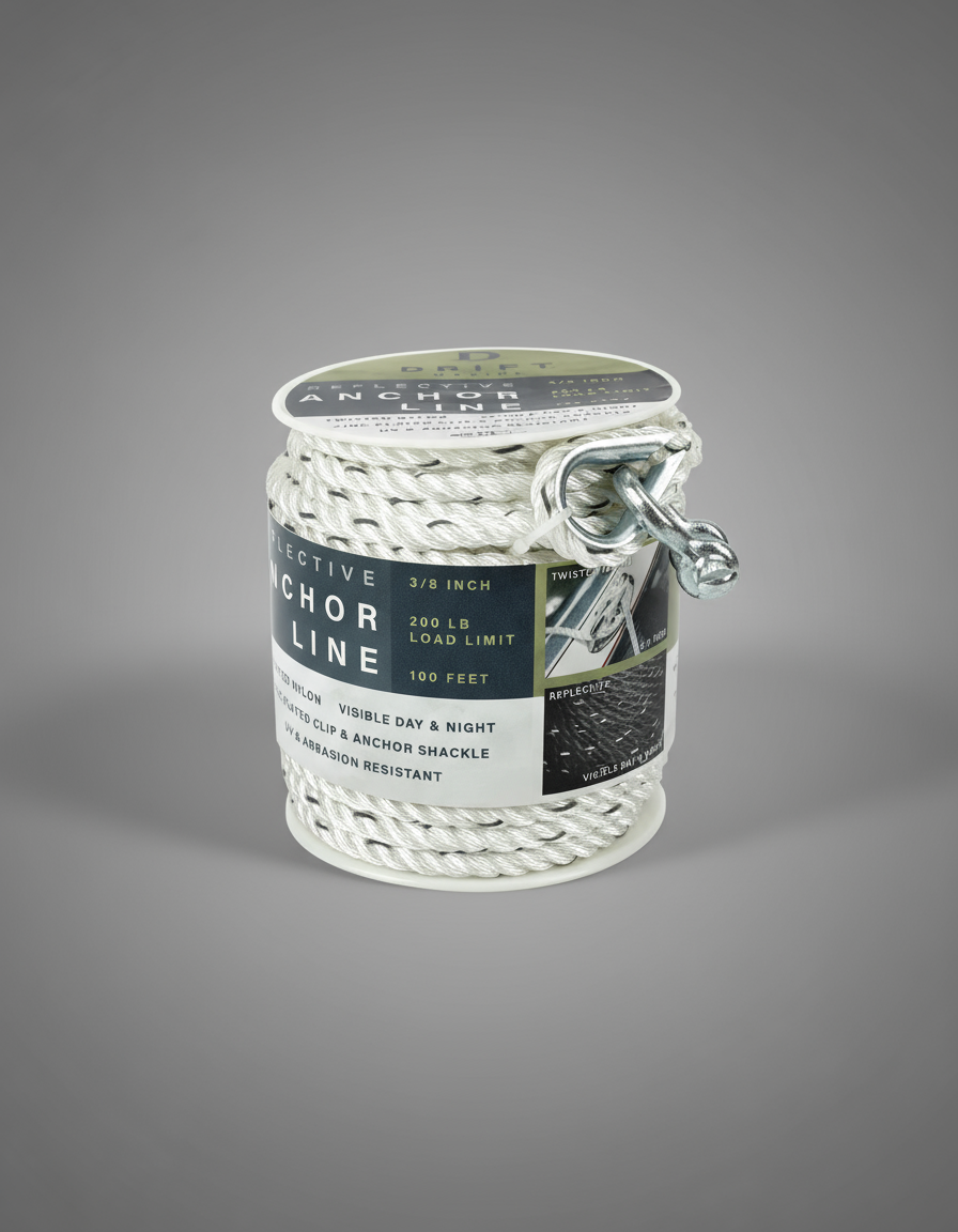 Reflective Anchor Line with Shackle (3/8” x 100’)